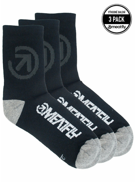 Meatfly Meatfly ponožky Long Triple Pack Bike Black | Čierna | Veľkosť