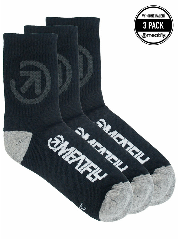 Meatfly Meatfly ponožky Long Triple Pack Bike Black | Čierna | Veľkosť