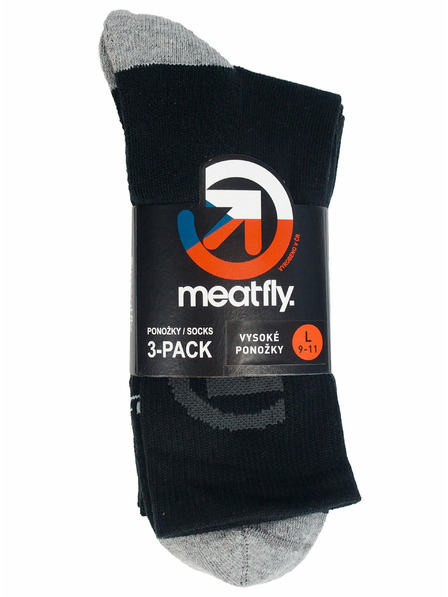 Meatfly Meatfly ponožky Long Triple Pack Bike Black | Čierna | Veľkosť