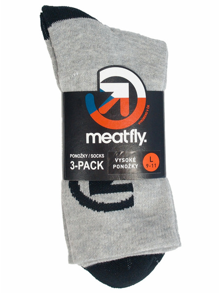 Meatfly Meatfly ponožky Long Triple Pack Grey Bike | Sivá | Veľkosť