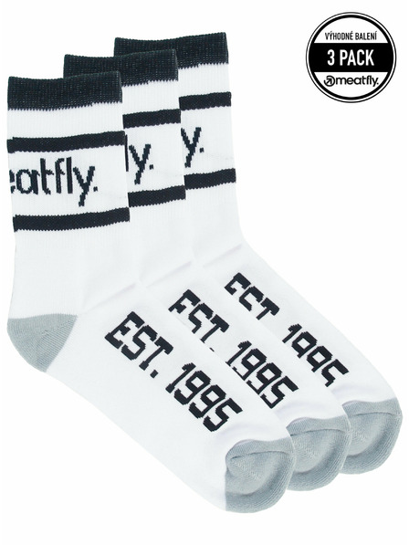 Meatfly Meatfly ponožky Long Triple Pack White | Biela | Veľkosť
