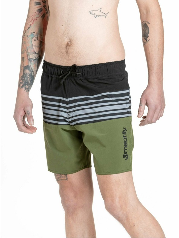 Meatfly Meatfly pánske plavky Keith Boardshorts 17" Olive / Black | Zelená | Veľkosť