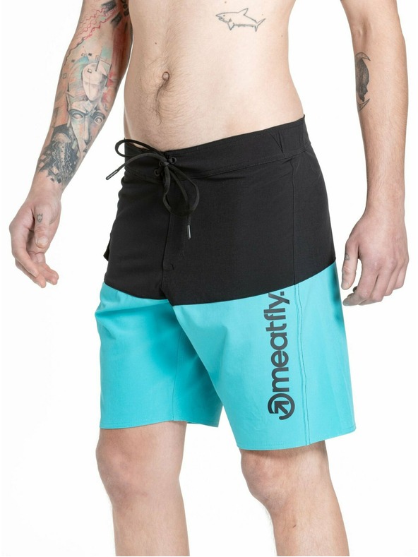 Meatfly Meatfly pánske plavky Mitch Boardshorts 21" Mint / Black | Modrá | Veľkosť