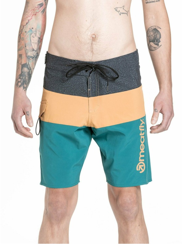 Meatfly Meatfly pánske plavky Mitch Boardshorts 21" Snake Green / Camel | Zelená | Veľkosť
