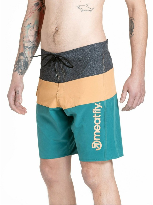 Meatfly Meatfly pánske plavky Mitch Boardshorts 21" Snake Green / Camel | Zelená | Veľkosť