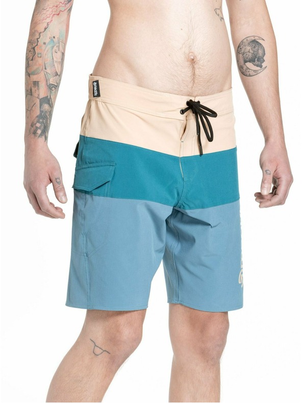 Meatfly Meatfly pánske plavky Mitch Boardshorts 21" Slate Blue / Latte | Modrá | Veľkosť