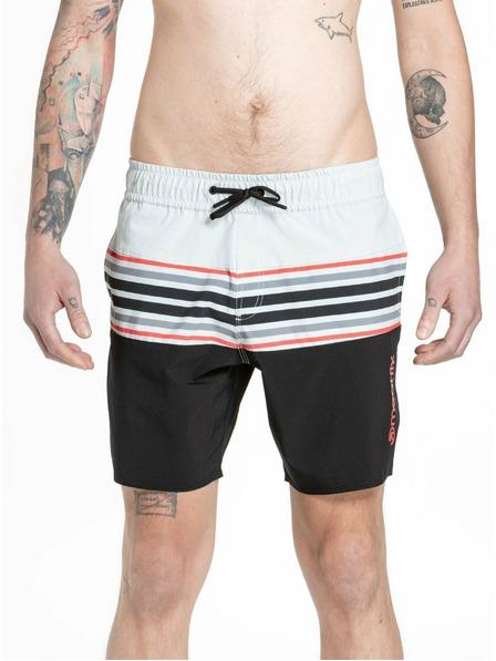 Meatfly Meatfly pánske plavky Keith Boardshorts 17" Light Grey / Red Orange | Sivá | Veľkosť