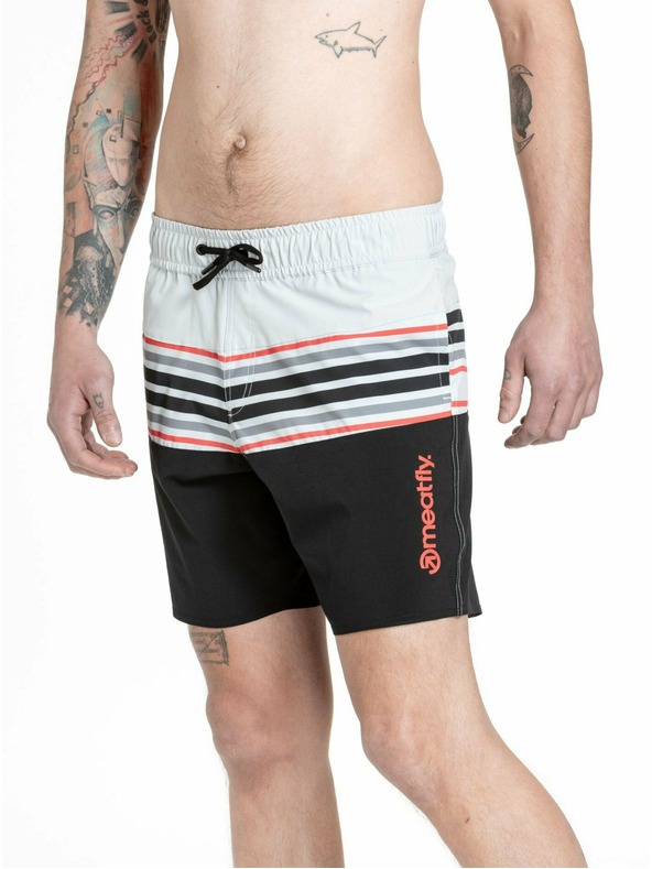 Meatfly Meatfly pánske plavky Keith Boardshorts 17" Light Grey / Red Orange | Sivá | Veľkosť