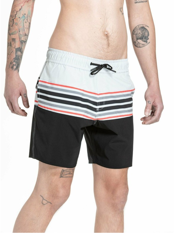 Meatfly Meatfly pánske plavky Keith Boardshorts 17" Light Grey / Red Orange | Sivá | Veľkosť
