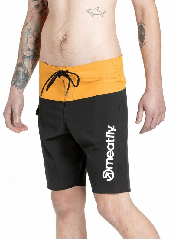 Meatfly Meatfly pánske plavky Mitch Boardshorts 21" Yellow / Black | Žltá | Veľkosť