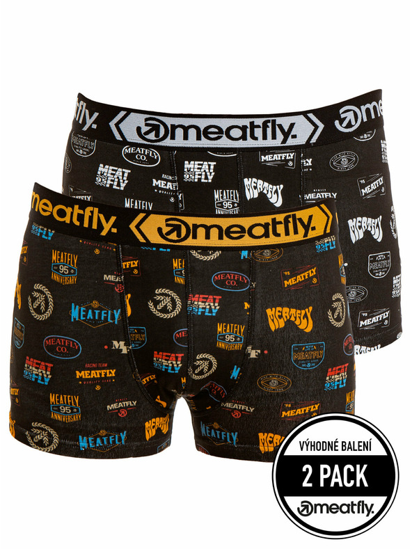 Meatfly Meatfly pánske boxerky Balboa Boxershorts Double Pack Badges | Čierna | Veľkosť