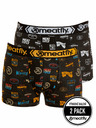 Meatfly Meatfly pánske boxerky Balboa Boxershorts Double Pack Badges | Čierna | Veľkosť