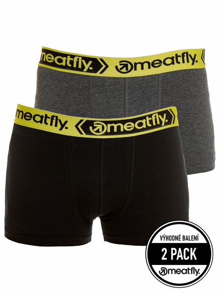 Meatfly Meatfly pánske boxerky Balboa Boxershorts Double Pack Grey Heather/Black | Čierna | Veľkosť