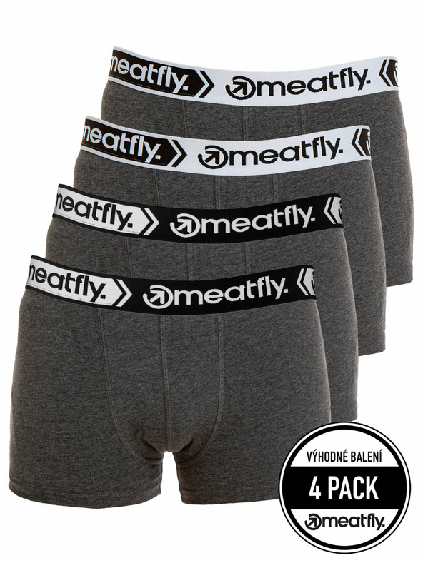 Meatfly Meatfly pánske boxerky Balboa Boxershorts Four Pack Grey Heather | Sivá | Veľkosť