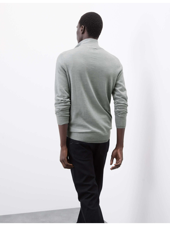 Marks & Spencer Sveter s krátkym zipsom z vlny merino Marks & Spencer sivá