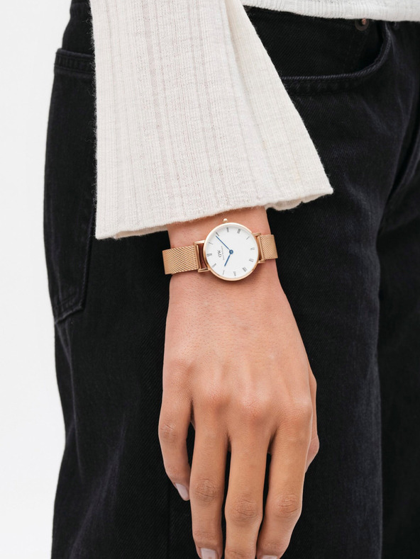 Daniel Wellington Ružovo-zlaté dámske hodinky Daniel Wellington mesh Petite Melrose