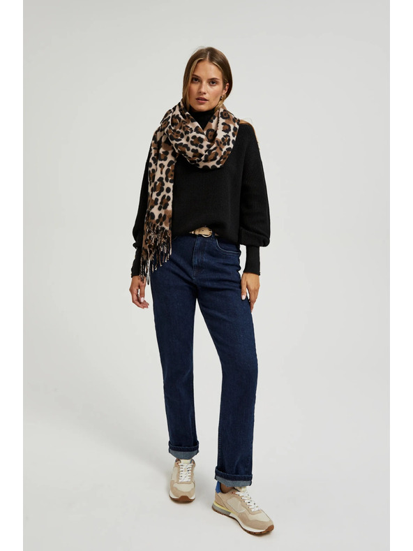 Moodo Béžovo-hnedá dámska vzorovaná šála Moodo