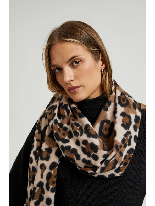 Moodo Béžovo-hnedá dámska vzorovaná šála Moodo