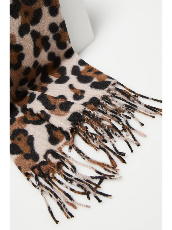 Moodo Béžovo-hnedá dámska vzorovaná šála Moodo