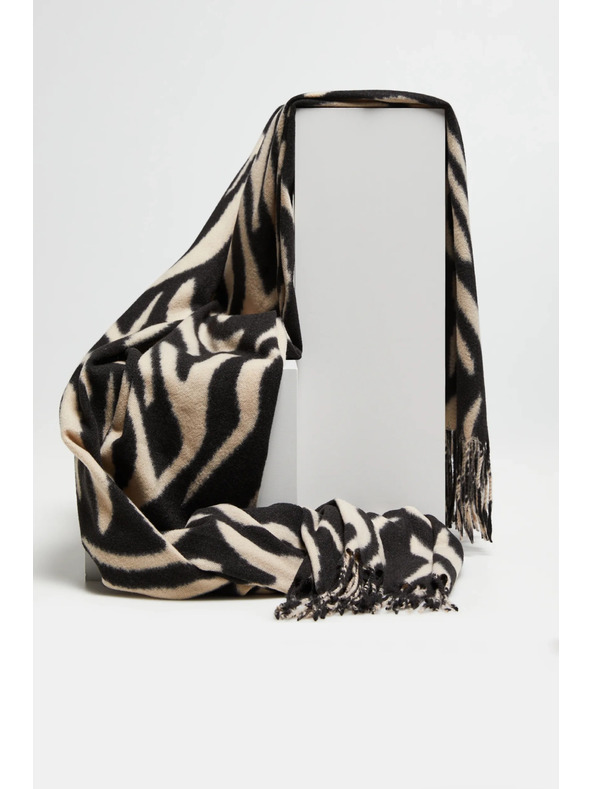 Moodo Krémovo-čierna dámska vzorovaná šála Moodo