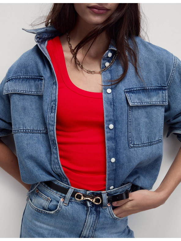 Marks & Spencer Rebrované tielkové tričko s vysokým podielom bavlny Marks & Spencer červená