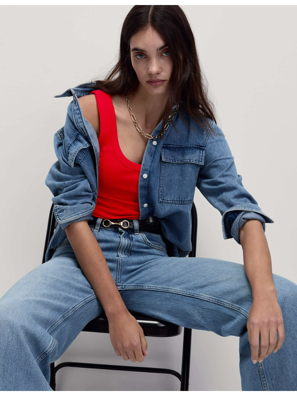 Marks & Spencer Rebrované tielkové tričko s vysokým podielom bavlny Marks & Spencer červená