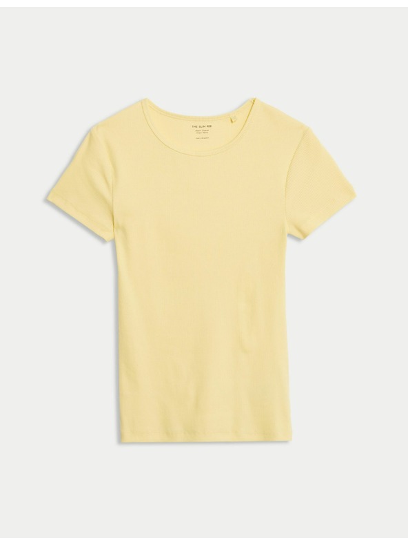 Marks & Spencer Rebrované tričko úzkeho strihu s vysokým podielom bavlny Marks & Spencer