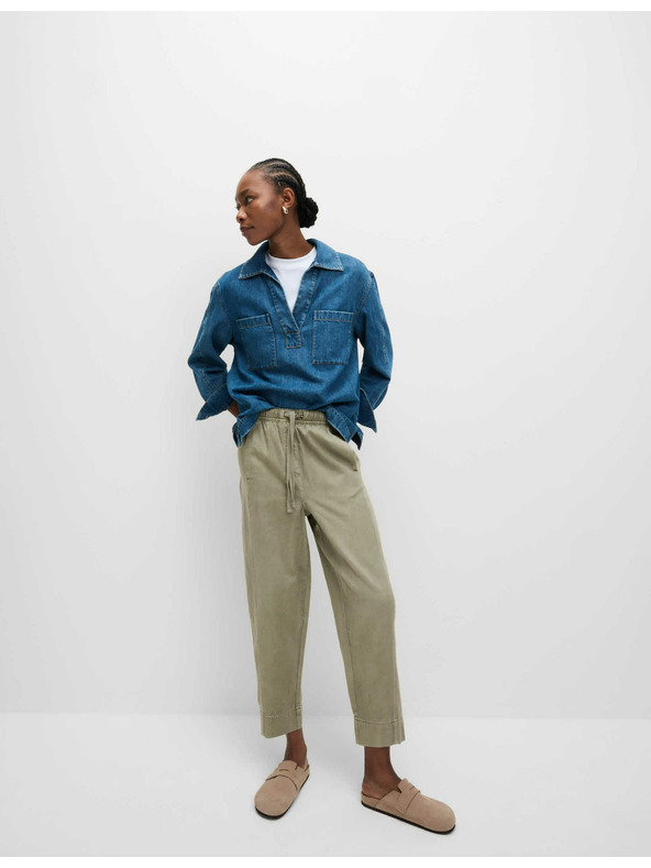 Marks & Spencer Farbené naťahovacie nohavice zúženého strihu so sťahovacou šnúrkou Marks & Spencer béžová