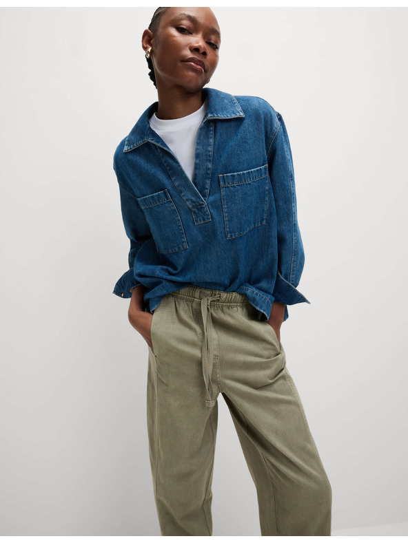 Marks & Spencer Farbené naťahovacie nohavice zúženého strihu so sťahovacou šnúrkou Marks & Spencer béžová