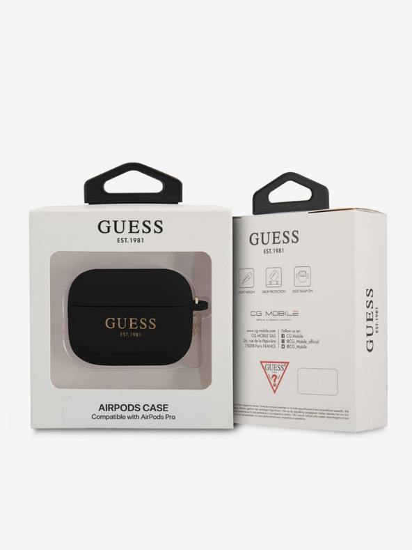 Guess Guess 4G Charm silikónové puzdro pre AirPods Pro čierne