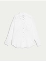 Marks & Spencer Oversized košeľa v štýle Girlfriend s golierom, z čistého ľanu Marks & Spencer biela