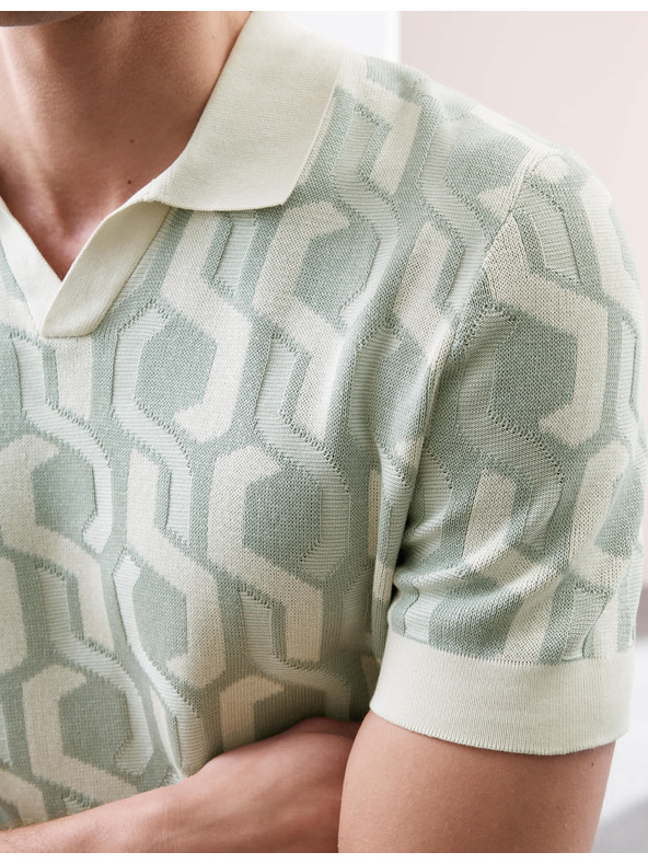 Marks & Spencer Pletená polokošeľa z bavlny Marks & Spencer zelená