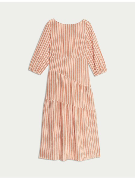 Marks & Spencer Asymetrické plážové midi šaty s vysokým podielom ľanu Marks & Spencer oranžová