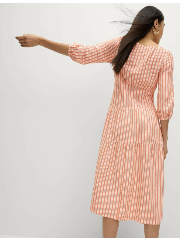 Marks & Spencer Asymetrické plážové midi šaty s vysokým podielom ľanu Marks & Spencer oranžová