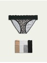 Marks & Spencer Čipkové bikiny nohavičky zo zmesi bavlny s potlačou, 5 ks Marks & Spencer biela