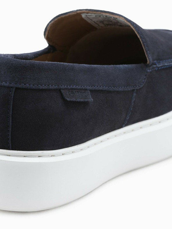 Ombre Clothing Tmavmodré pánske semišové nazúvacie poltopánky Ombre Clothing