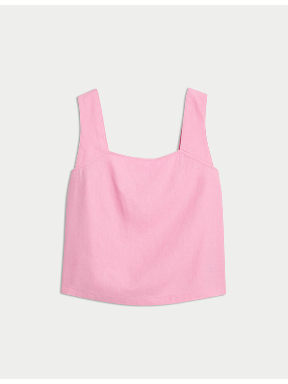 Marks & Spencer Tielkový top so štvorcovým výstrihom a vysokým podielom ľanu Marks & Spencer ružová