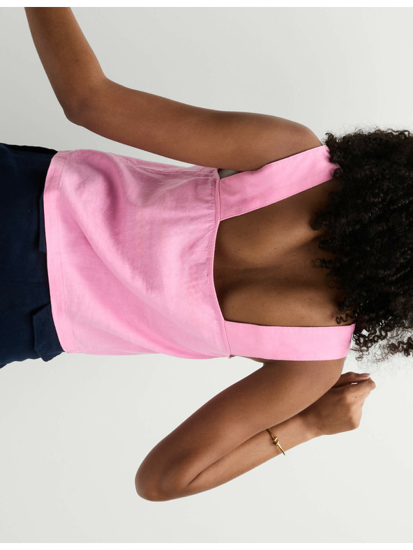 Marks & Spencer Tielkový top so štvorcovým výstrihom a vysokým podielom ľanu Marks & Spencer ružová