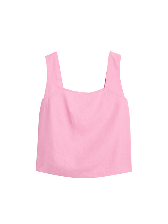 Marks & Spencer Tielkový top so štvorcovým výstrihom a vysokým podielom ľanu Marks & Spencer ružová