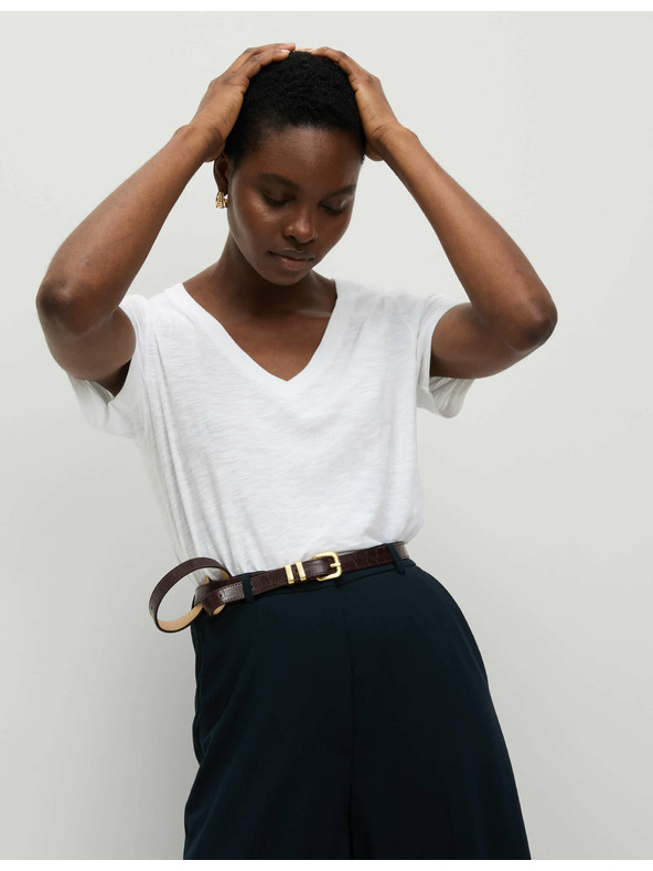 Marks & Spencer Tričko z čistej bavlny s výstrihom do V Marks & Spencer biela