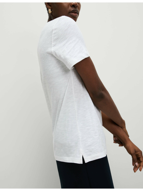 Marks & Spencer Tričko z čistej bavlny s výstrihom do V Marks & Spencer biela