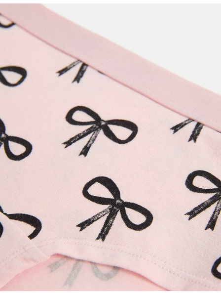 Marks & Spencer Šortkové nohavičky z bavlny so strečom a s mašľou, 7 ks v balení (5–16 rokov) Marks & Spencer ružová