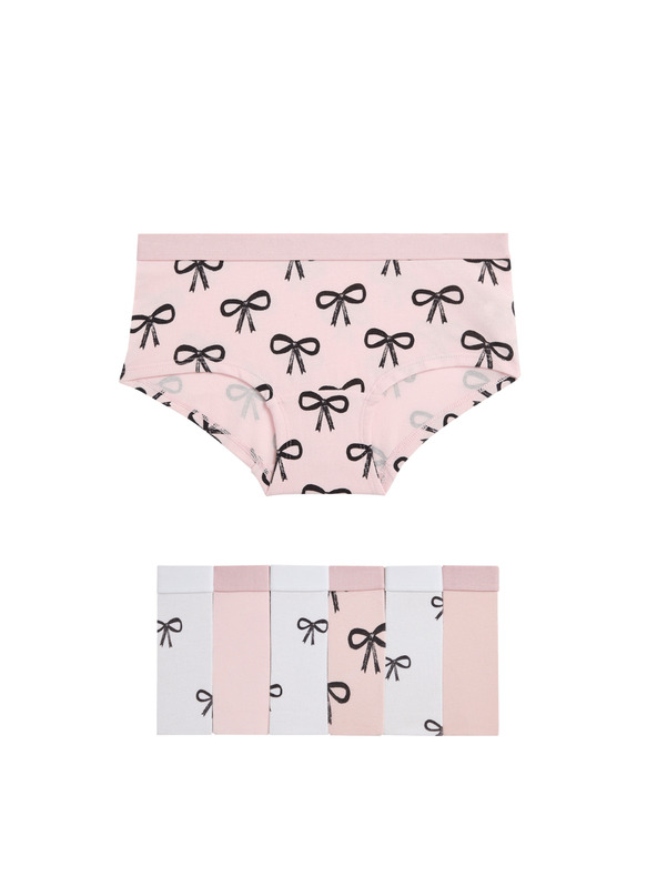 Marks & Spencer Šortkové nohavičky z bavlny so strečom a s mašľou, 7 ks v balení (5–16 rokov) Marks & Spencer ružová