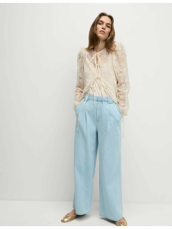 Marks & Spencer Džínsy s širokými nohavicami a vysokým pásom šité na mieru Marks & Spencer námorná modrá