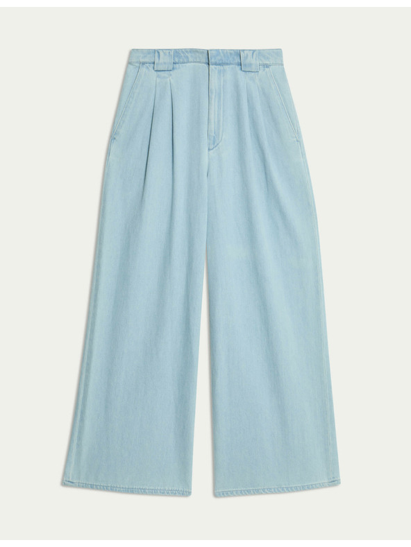 Marks & Spencer Džínsy s širokými nohavicami a vysokým pásom šité na mieru Marks & Spencer námorná modrá