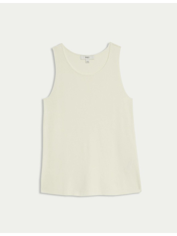 Marks & Spencer Pletená vesta s okrúhlym výstrihom Marks & Spencer smotanová