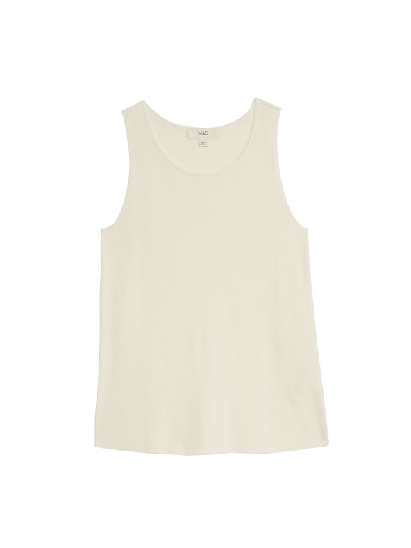 Marks & Spencer Pletená vesta s okrúhlym výstrihom Marks & Spencer smotanová