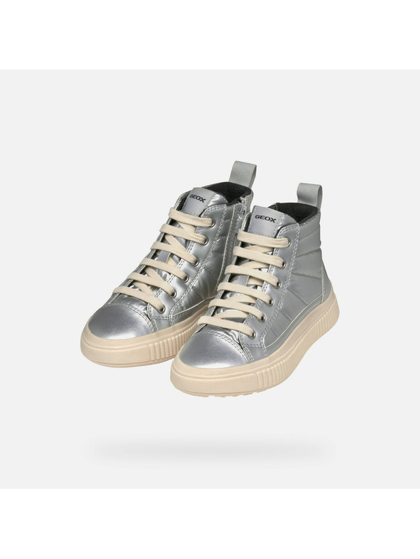 Geox Strieborné dievčenské tenisky Geox Laquinny