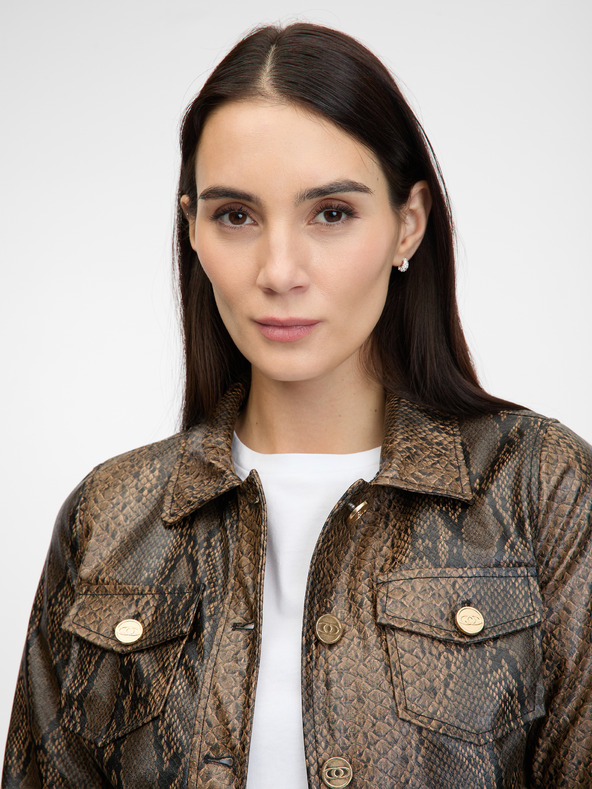 Orsay Hnedá dámska vzorovaná koženková bunda ORSAY