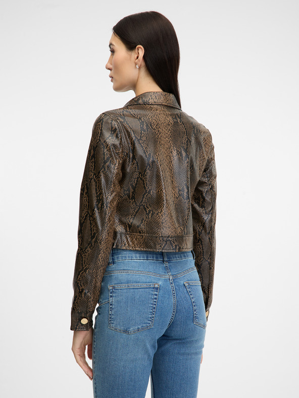 Orsay Hnedá dámska vzorovaná koženková bunda ORSAY